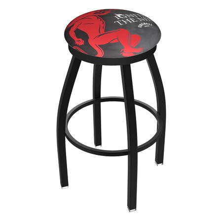 Holland Bar Stool Co 25" Blk Wrinkle Fireball Swivel Bar Stool, Accent Ring L8B2B25Fireball-B
